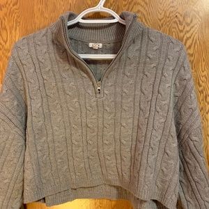 Garage Grey Cropped Cable Knit Sweater